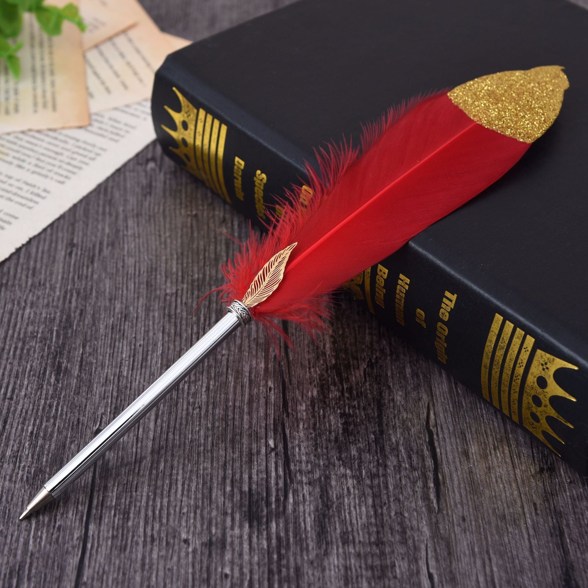 Wholesale Gold Powder Feather Gel Pen
